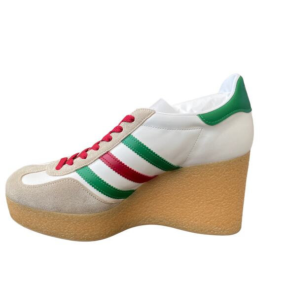 Adidas x Gucci Wedge Gazelle Platform Sneakers in White Leather US 10.5 IT 40.5 - Picture 6 of 15